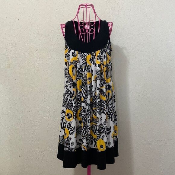 Susan Lawrence yellow black and white tent style dress - Picture 1 of 16